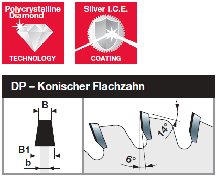 Konische Vorritzsägeblätter mit polykristallinem Diamant (H4-H6) - Freud Silver I.C.E.