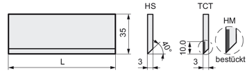 HM Streifen - Hobelmesser H=35x3mm (TCT)