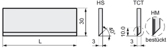 HS18 Streifen - Hobelmesser H=30x3mm