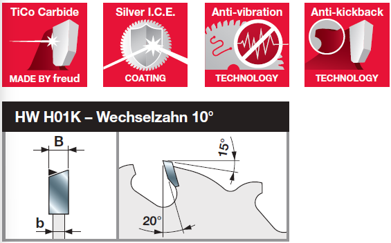 Dünnschnittsägeblätter zum Längsschneiden von Massivholz - Freud Silver I.C.E