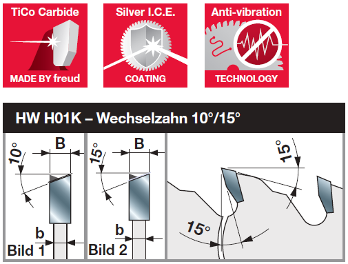 Sägeblätter zum Längs- und Querschneiden von Holzplatten - Freud Silver I.C.E.