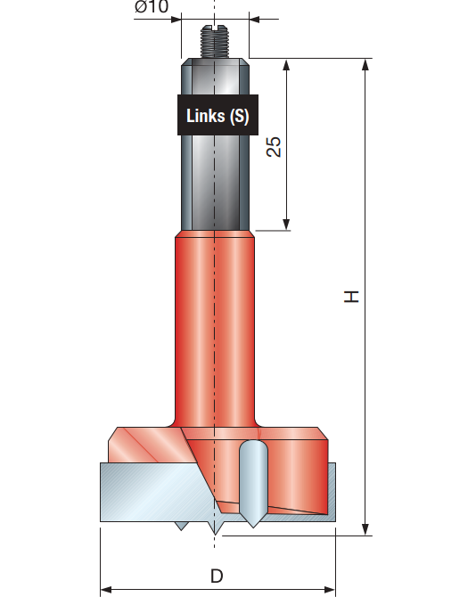 Freud Hartmetall-Zylinder/Beschlagbohrer  GL=57,5mm  Z2+2  RE/LI